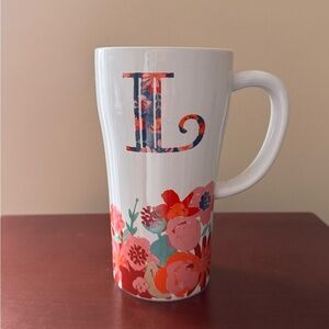Floral Monogram L Mug - White and Pink